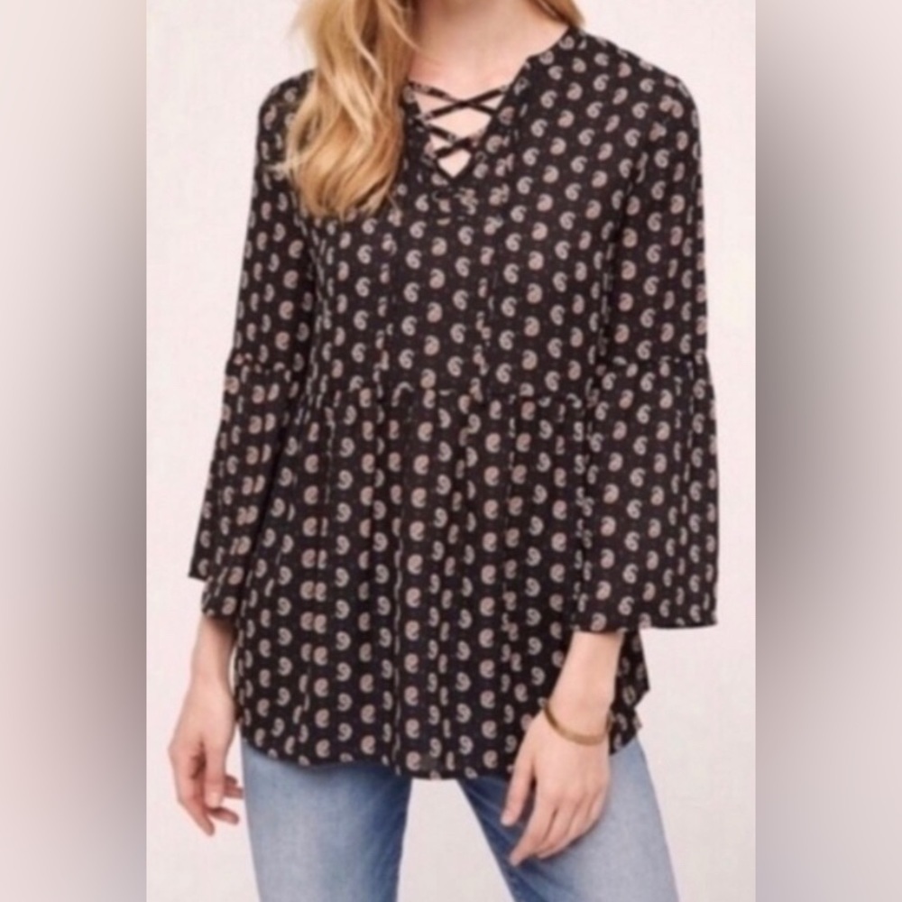 Anthropologie Sunday in Brooklyn Bell-Sleeve Peplum Top - Size M